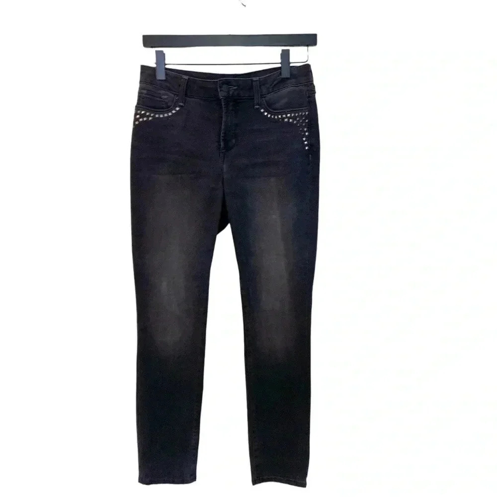 NYDJ lift & tuck, hi rise, stretchy, boot cut jeans with bling on pockets